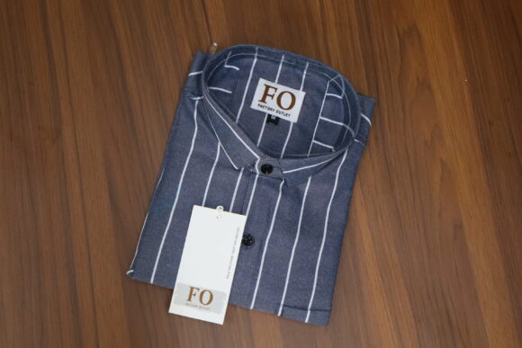 OXFORD VERTICAL LINING SHIRTS NAVY BLUE