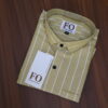 HEAVY OXFORD VERTICAL LINE SHIRTS Mustard/Olive Green