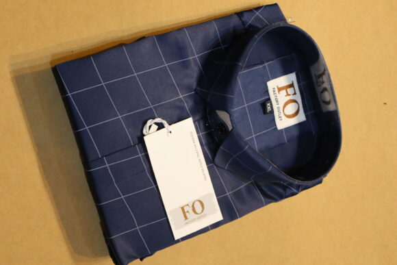 SATIN CHEX SHIRTS 250 NAVY BLUE
