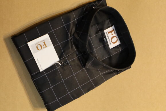 SATIN CHEX SHIRTS 250 BLACK