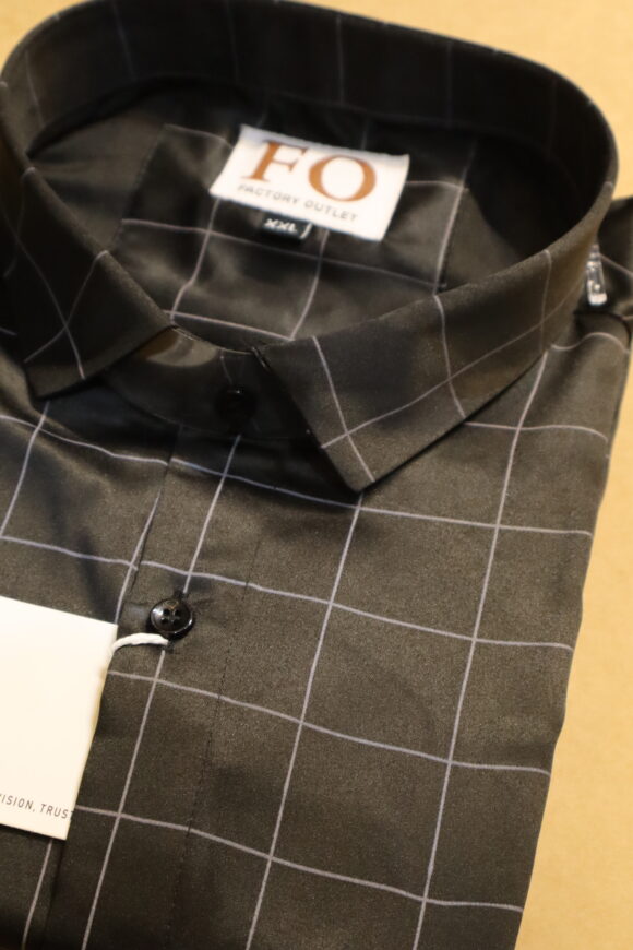 SATIN CHEX SHIRTS 250 BLACK - Image 5
