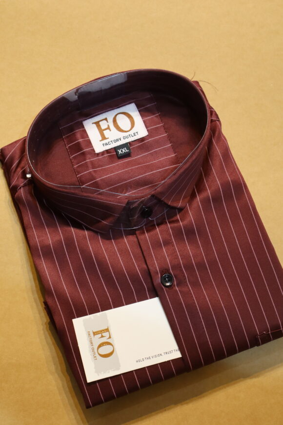 SATIN VERTICAL LINE SHIRTS 250 MAROON