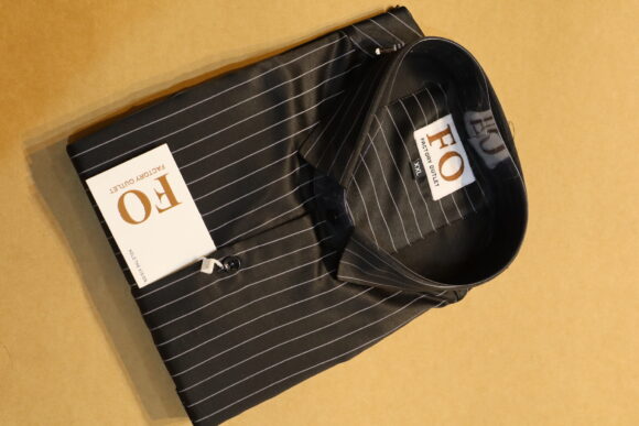 SATIN VERTICAL LINE SHIRTS 250 BLACK