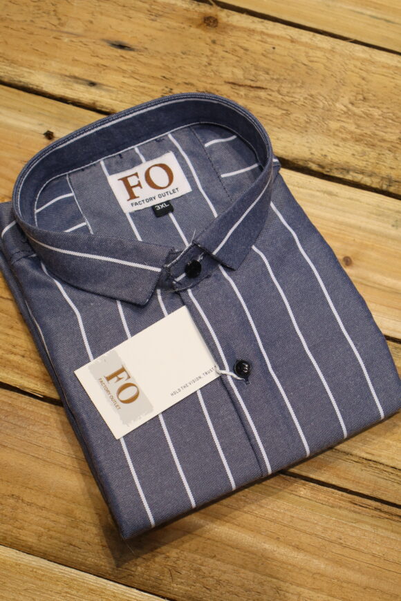 OXFORD VERTICAL LINING SHIRTS 3XL NAVY BLUE
