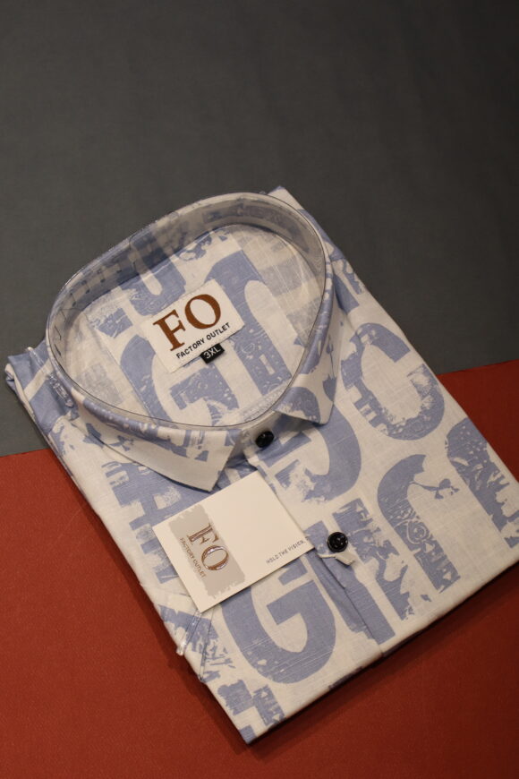 HALF SLEEVE PRINT SHIRTS 3XL LIGHT BLUE