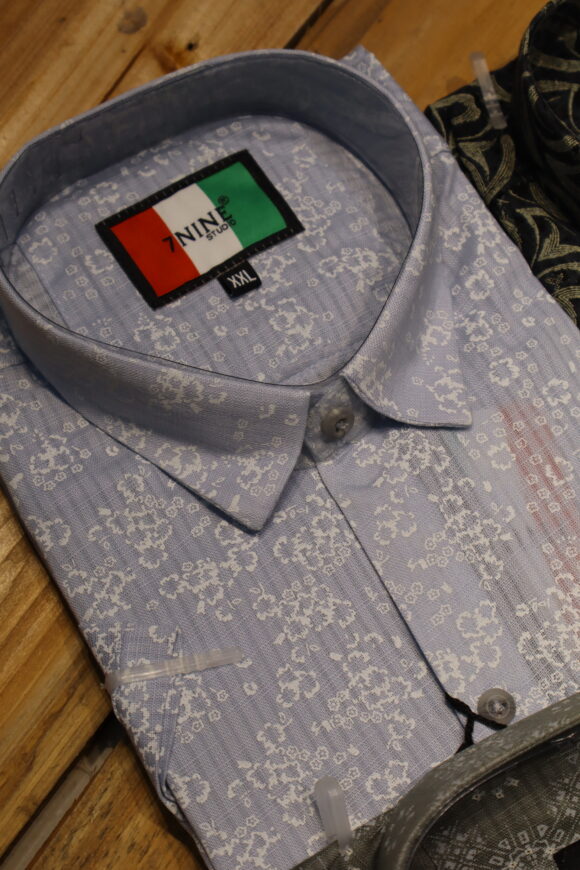 HALF SLEEVE PRINT SHIRTS BIG SKY BLUE