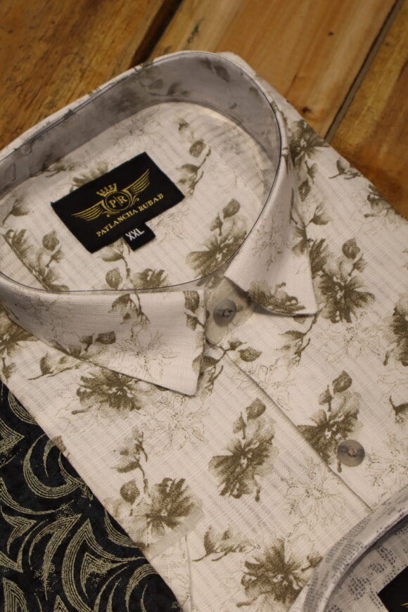 HALF SLEEVE PRINT SHIRTS BIG LIGHT BROWN