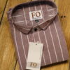 HEAVY OXFORD VERTICAL LINE SHIRTS 4XL PEACH PINK