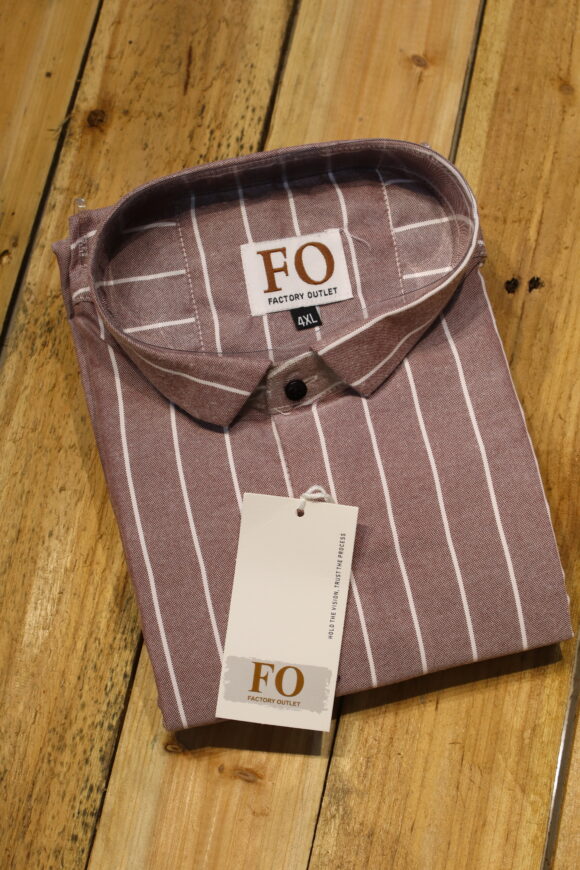 HEAVY OXFORD VERTICAL LINE SHIRTS 4XL PEACH PINK
