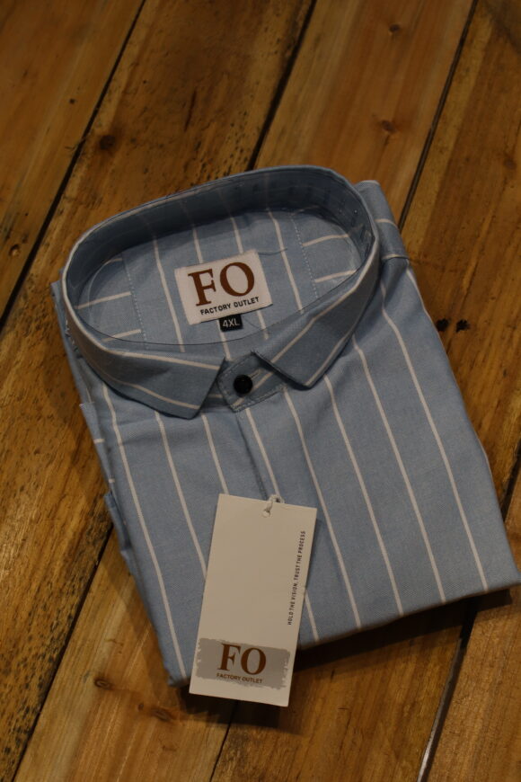 HEAVY OXFORD VERTICAL LINE SHIRTS 4XL SKY BLUE