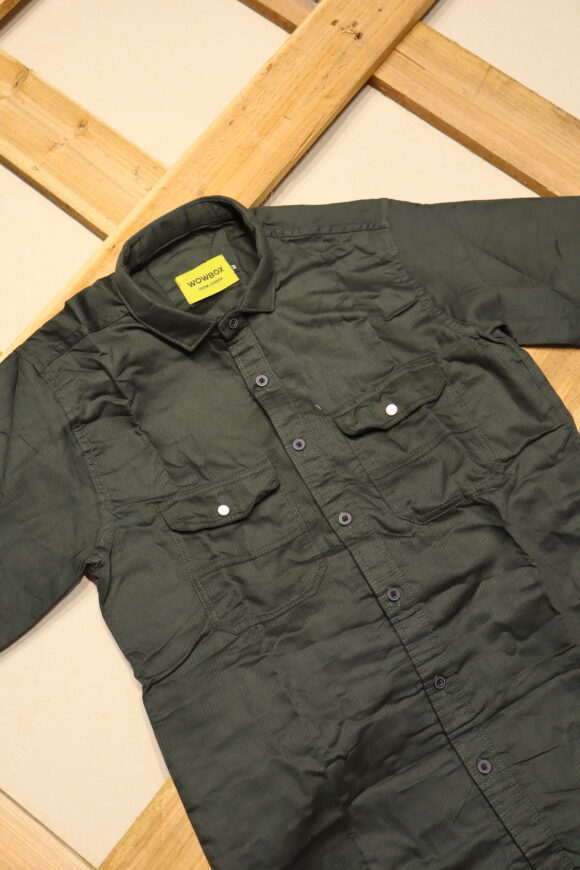 DOUBLE POCKET PLAIN SHIRT BOTTLE GREEN