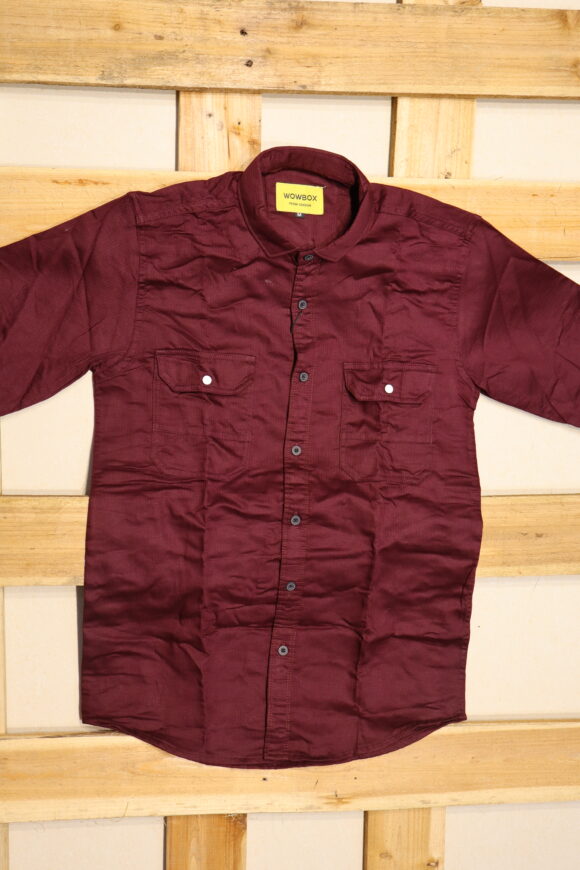 DOUBLE POCKET PLAIN SHIRT WINE