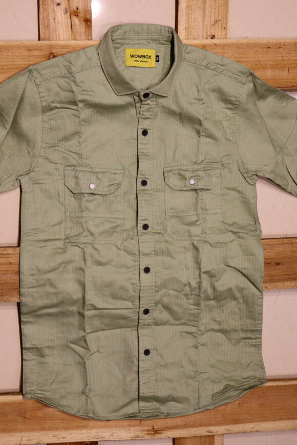 DOUBLE POCKET PLAIN SHIRT PISTA GREEN
