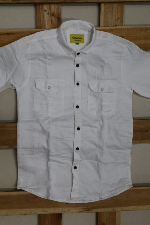 DOUBLE POCKET PLAIN SHIRT WHITE