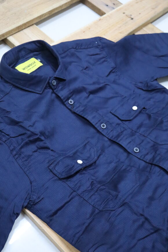 DOUBLE POCKET PLAIN SHIRT NAVY BLUE - Image 3