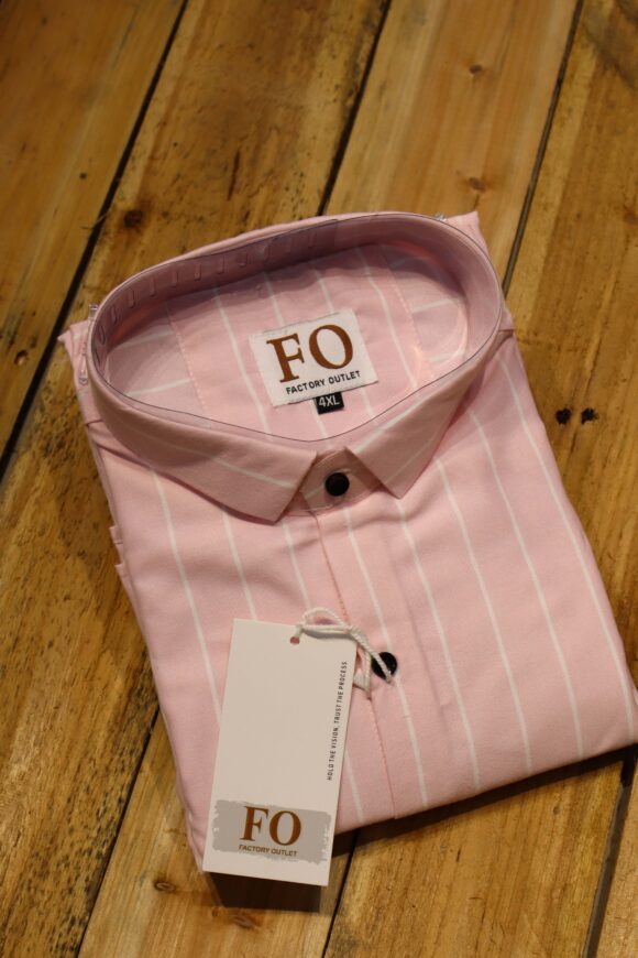 HEAVY OXFORD VERTICAL LINE SHIRTS 4XL LIGHT  PINK